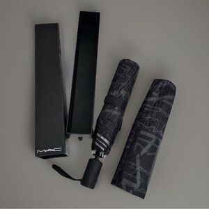 MAC Cosmetics Black On Black Logo Umbrella - Exclusive Employee Gift - HTF!